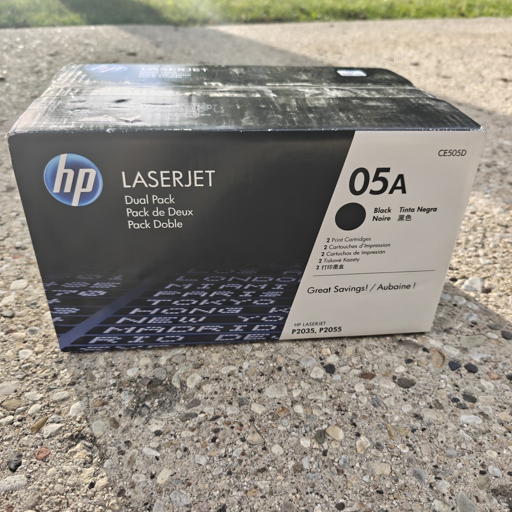 HP 05A CE505D Black Toner Dual 2-Pack Genuine LaserJet P2035 P2055 NEW